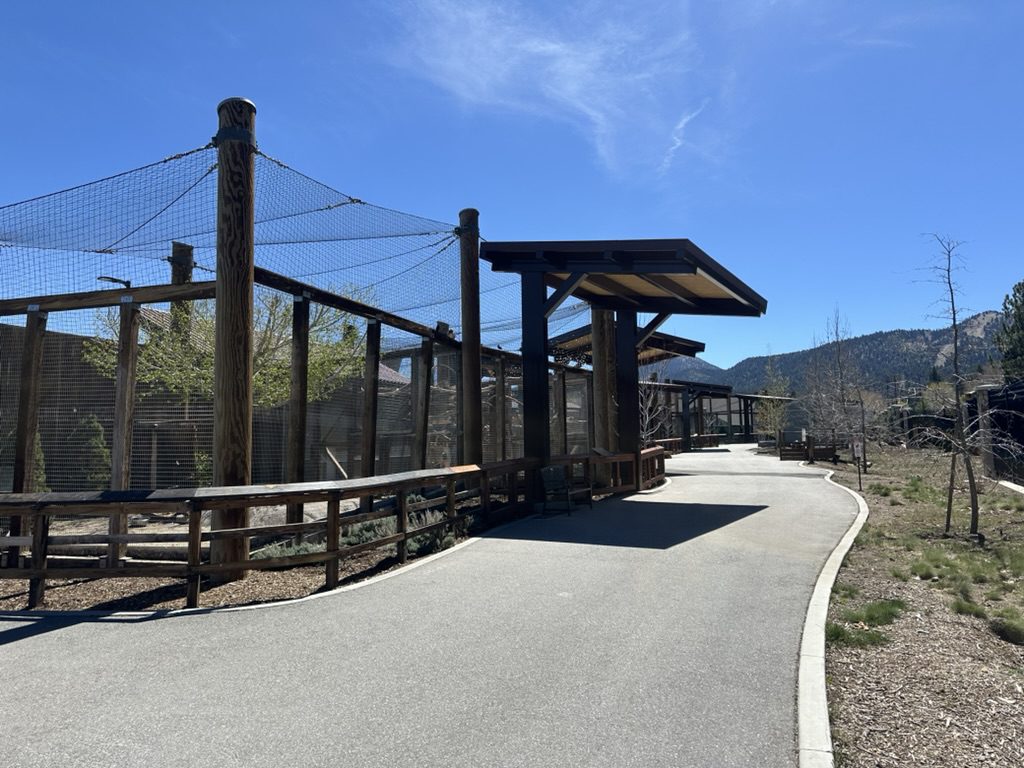 shade structure at zoo from ground view