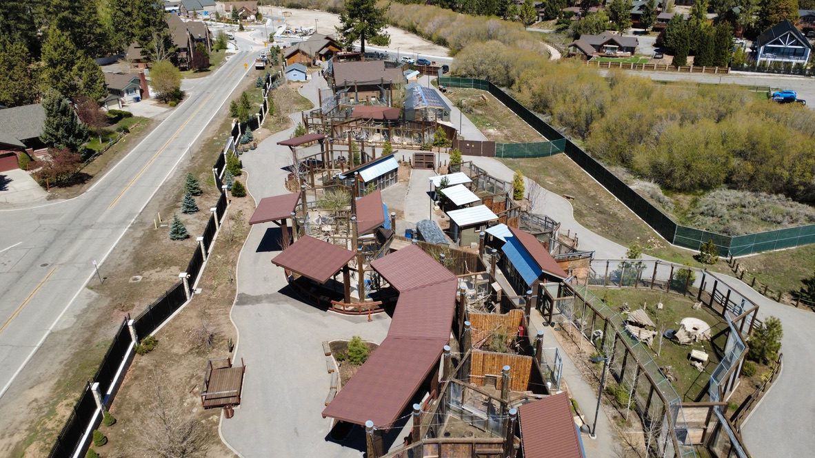 aerial view of shade structure at zoo from ground view