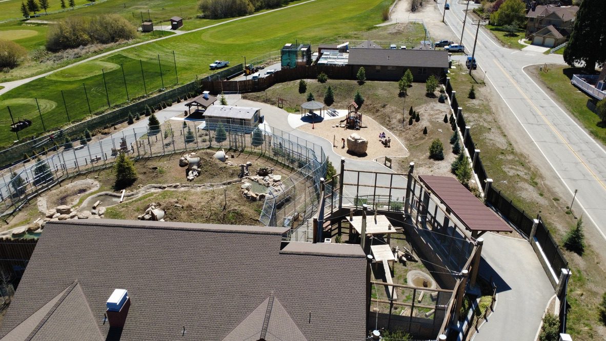 aerial view of shade structure at zoo from ground view