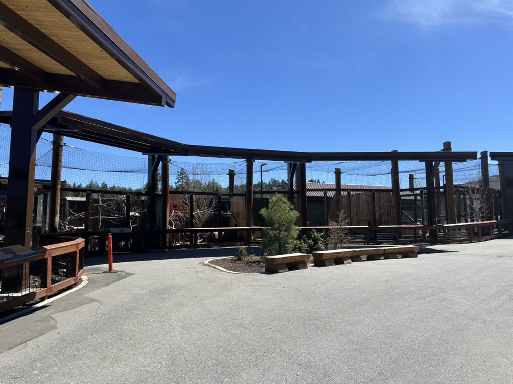 shade structure at zoo from ground view